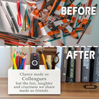 XPH Colleague Gifts Pen Pencil Holder Organizer for Desk, Work Bestie Friends Gifts for Women, Coworker Friend Gift Wooden Box Sign for Home Office Desk Tabletop Decorations