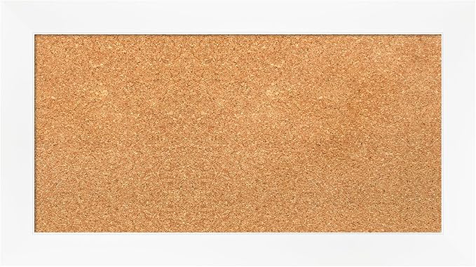 Amanti Art Natural Cork Board for Wall, 15x27 Vision Board with White Frame, Small Corkboard Office Decor for Home Organization, Modern Corkboard Pinboard to Display Items for Home Organization in
