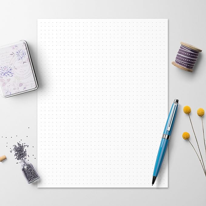 321Done Dot Cross Grid Graph Paper Notepad (8.5x11) – Made in USA – 50 Sheets Dotted for Planning Bullet Journaling Thick Paper 1/4 (0.25) Large Letter Size Notes Sketching Writing Smooth White