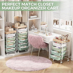 Rolling Storage Utility Cart With 4 Drawers,Kids Craft Art Cart,Makeup Organizer And Storage with Wooden Tabletop,Green