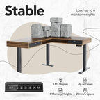 HUANUO Electric L Shaped Standing Desk, 63″x55″ Height Adjustable Corner Computer Desk with 2 Under Desk Drawers & Open Storage Sapce, Sit Stand Up Table with Power Strip Tray & Cable Grommets, Walnut