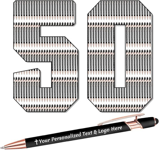 STREADVE 50 Personalized Custom Pens Engraved Writing Pen with Name Logo, Customized Promotional Items Stylus Pen Gifts for Men Women Realtor Nurse Wedding Business, Black