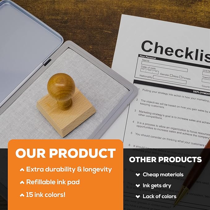 Metal Case Stamp Pad Large Size, Blue Color - Size: 3" x 6" - Choose from 15 Ink Colors