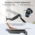 Acer Single Monitor Mount, Fully Adjustable Monitor Arm Fits 17 to 34 Inch Screens, Gas Spring VESA Mount with C-Clamp & Grommet Base, Computer Desk Arm with Tilt Swivel Rotate Supports 4.4-19.8 lbs