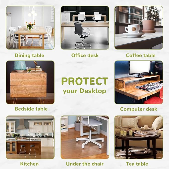 Eisdroma 44 x 120 Inch Clear Table Cover Protector, Clear Table Protector for Dining Room Table, 1.5mm Plastic Table Cover, Waterproof Table Pad for Kitchen, Office