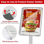 VAIIGO Heavy Duty Standing Sign Holder 8.5x11 Inch - Pedestal Floor Sign Stand with Weighted Base - Vertical & Horizontal View Poster/Menu Holder for Indoor/Outdoor Business Store Advertising, Silver