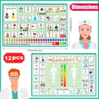 Geyoga 12 Pcs Nonverbal Communication Board, 16.73 x 11.22'' Patient Picture Symbol Communication Cards for Adults