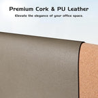 Aothia Dual-Sided Desk Mat - Leather & Cork Desk Protector, Large Mouse Pad & Writing Pad for Office/Home, Coffee (25.6"x13.7")