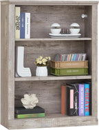 RWYHG 43" Grey Tall Bookshelf,3-Tier Thick Wooden Book Shelf with Adjustable Shelves,Free Standing Farmhouse Bookcase with Open Display Storage,Floor Vintage Bookshelves for Living Room,Office