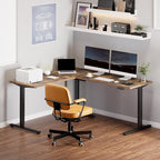 FLEXISPOT L Shaped Standing Desk, 71 x 63 Inch Electric Height Adjustable Corner Desk, Sit Stand Computer Workstation, Preset Controller, Home Office, Black Frame with Rustic Brown Top