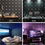 Sonicism 12 Pack X-Lined Acoustic Panels with Self-Adhesive, 12" X 12" X 0.4" Sound Proof Foam Panels, Decorative Soundproof Wall Panels, Sound Absorbing Tiles for Home & Offices (WhiteBase+BlackFace)
