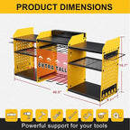 ERVNYNT 3 layers power tool organizer Loads 150lbs with 6 Cordless Drill Holder and 6 Outlet Power Strip,it’s good choice for husband birthday gift,yellow