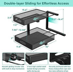 Beleeb Under Sink Organizer, Extra-Wide Upgrade, 1-Pack of 2-Tier Metal Slide Out Cabinet Organizer, Height Adjustable Organization and Storage Series, Bathroom/Cabinet/Kitchen organization, Black