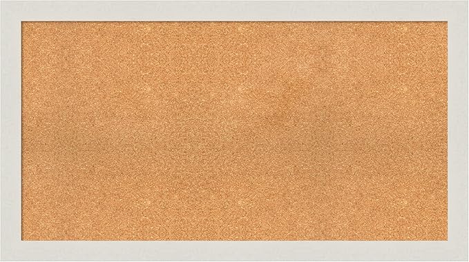 Amanti Art Natural Cork Board for Wall, 25x45 Vision Board with White Frame, Oversize Corkboard Office Decor for Home Organization, Country Rustic Corkboard Pinboard to Display Items for Home