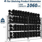 MilleLoom Metal Storage Shelves 4-Tiers, 60" H Wire Shelving Units Heavy Duty 265LBS Loads per Shelf, Adjustable Standing Wire Rack Shelf, for Home Office Pantry Room Basement,71" W x 15.7" D