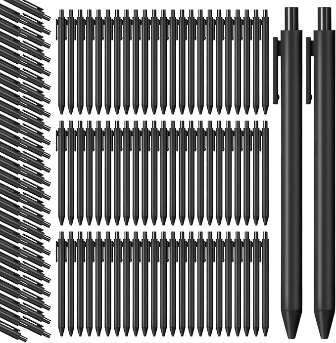 Teling 100 Pcs Ballpoint Pens Retractable Comfortable Cute Stylish Writing Pens in Medium Point 1.0 mm for Office Supplies(Black)
