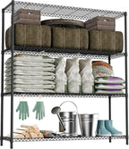 M MZG Stand Shelf Wire Rust-Proof Outdoor Storage Shelving 4-Tier Utility Shelving Unit for Garden Home,Kitchen,Office Dark Grey 17.7" D x 47.3" W x 59.4" H
