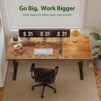 Agilestic Electric Standing Desk, Extra Large 71 x 31.5 Inches Height Adjustable Desk, Sit Stand Up Workstation for Home Office, Ergonomic Rising Gaming Computer Table with Memory Preset, Rustic Brown