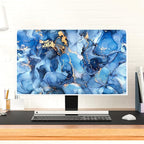 Baocicco Navy Blue Gold Marble Waterproof TV Dust Cover 45, 46, 47, 48 Inch Creative Texture Grain Television Screen Cover Abstract TV Display Protectors Protective LED LCD OLED TVs Dust-Proof