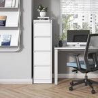FLIXELIO 4 Drawer File Cabinet with Lock,Metal Vertical Filing Cabinets for Home Office,Heavy Duty File Storage Cabinet for Letter/Legal/A4/F4 Size File,Assembly Require (White, Vertical 4 Drawer)