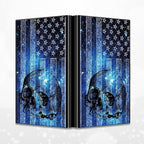 BWEGRHE Slim Credit Card Holder, Blue Skull Flag RFID Blocking Metal Wallet for Men & Women, Aluminum Minimalist Hard Case Pocket-Sized Business Cards Organizer (Fits Up to 10 Cards)