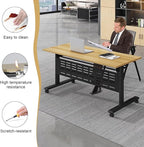 JEHUJD Conference Table,55.1''Folding Conference Room Table for 4-12 People,Mobile Flip Top MeetingTraining Table with Different Coulor and Styles for Offices, Classrooms,Meeting Room (6, E)