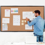 Board2by Extra Large Cork Bulletin Board 96" X 48", Foldable Notice Pin Board for Wall, Black Woodm Framed 8'x4' Corkboard, Wall Mounted Noticeboard with 32 Push Pins for School, Home & Office