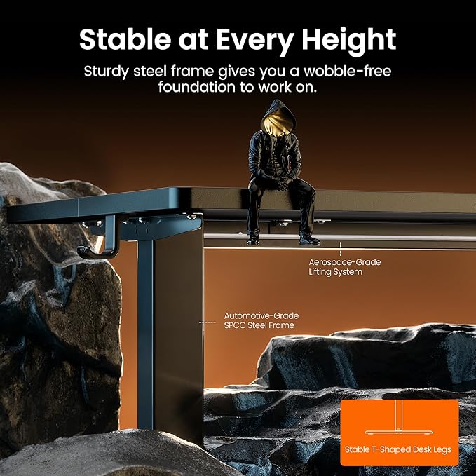 ErGear Electric 71 x 30 inch Standing Desk Workstation, Large Sit Stand up Desk, Memory Computer Home Office Desk, (Black) Ships in One Box