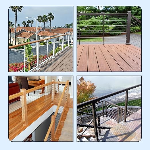 RiaYer 20 Pack 45 Degree Angle Protective Sleeves, Black Cable Railing Corner Protector Sleeve Beveled for 1/8" Wire Rope, T316 Marine Grade Cable Railing Kit with Two Drill Bit for Wood Posts HF039B