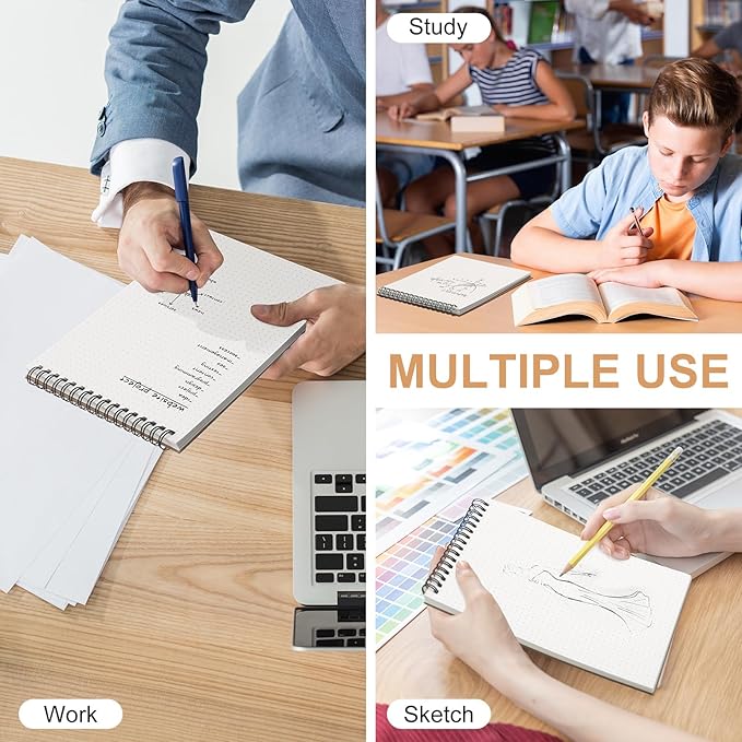 Engrowtic Dot Grid Notebook Top Spiral Notebook A5 Size Bullet Dotted Paper Hardcover Dot Journal 8.3''x 5.8'' 140 Pages Spiral Notepads for Sketching Drawing Writing School Office(Brown,12 Pcs)