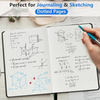 PERCUN Dotted Journal Notebook for Men & Women, 160 Pages Dot Grid notebook for Note Taking, Bullet Journaling Notebook for Work, School, Travel, Writing, A5 Hardcover 5.9" x 8.5" (Black)