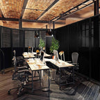 Folding Room Partition,Freestanding Privacy Divider,Portable Office Divider Wall,Commercial Space Partition Screen,Perforated Felt Panel Design,18'5"W x 6'7"H,7 Panel,Black