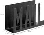 MyGift Mail Holder Organizer Countertop Modern Metal Black with Cutout MAIL Lettering Design, Office Desktop Envelope and Document Storage Rack
