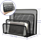 Anumit Desk Mail Organizer, File Holder Letter Sorter with 3 Vertical Upright Metal Mesh Compartments Document, Filing, Folders, Mail, Paper Organizer for Home or Office Desktop (2PCS)