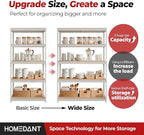 HOMEDANT 5 Tier Storage Shelves Adjustable Laminated Boltless Garage Metal Shelving Unit Heavy Duty Utility Rack Shelf Warehouse Pantry Closet Kitchen (2, (L) 48.1" W, White)