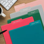 Color File Folders, 1/3-Cut Tabs, Letter Size, Assorted Colors Organizer File Folders for School Home Office Business (120, Assorted Colors)