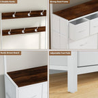 YKVIQBY 8 Drawer Dresser with 6 Double Hooks, 68.9" Tall Closet Organizer and Storage, Fabric Dresser for Bedroom, Nursery, Closet, Space-Saving Freestanding Storage Cabinet (White)