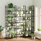 SUPERJARE Triple 6 Tier Bookshelf, Bookcase with 17 Open Display Shelves, Wide Book Shelf Book Case for Home & Office, Black