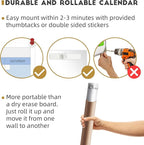 CLEVER CLEAN Large Dry Erase Wall Calendar - 48"x58" 12-month 2026 Undated Yearly Calendar for Home, Office, School Projects - Jumbo Laminated Task Organizer
