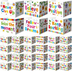 Honoson 24 Pcs Bulk Inspirational Privacy Folders for Students Cardboard Test Privacy Boards Motivational Words Desk Dividers Shield for Classroom School Study Supplies, 6 Styles(Energetic)