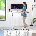 VIVO Electric Dry Erase 60 x 24 in Standing Desk, Memory Height Adjustment, 1B Series, Holds 220 lbs, Whiteboard Top White Frame, DESK-KIT-1W6WE