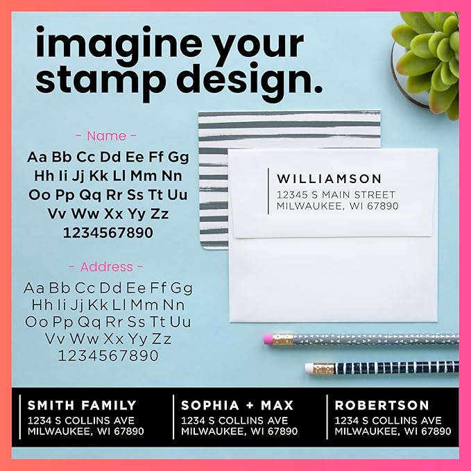 ExcelMark Personalized Return Address Stamp – Custom Self Inking Rubber Stamp (Medium, Modern Line)