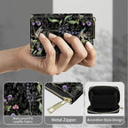 BWEGRHE Cute Credit Card Holder with Zipper, Wild Flower Hummingbird RFID-Blocking Card Case Small Wallet for Women Men, Multi-slot Card Organizer Case Travel Accordion Wallet