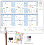 CLEVER CLEAN Large Dry Erase Wall Calendar - 48"x58" 12-month 2026 Undated Yearly Calendar for Home, Office, School Projects - Jumbo Laminated Task Organizer