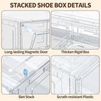 TOFWOF 6 Pack XX Large Shoe Organizer, Heavy-Duty Hard Thicken Plastic Clear Stackable Shoe Storage Box Organizer for Closet, Space-Saving Shoe Rack Display Case Bin Containers for Sneakers, Clear