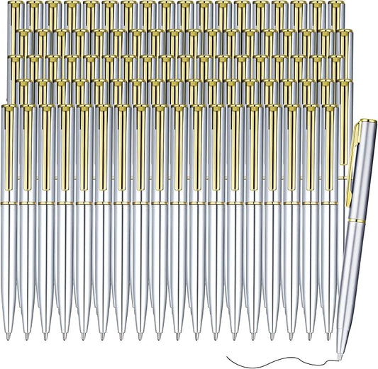 Teling 72 Pcs Small Ballpoint Pen Mini Pens Bulk 4 Inch Short Small Tiny Black Ink Ballpoint Writing Tool for Notebook Pockets Signature Notepads School Office(Silver, Gold,Classic Style)