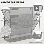 EASEPRES Desk File Organizer Mesh 4-Tier, Hanging Wall Mount Document Organization Stand, Desktop Vertical Mail Paper Folder Holder Rack with Bottom Tray for Office Home Cubicle Countertop, Gray