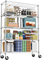 M MZG 5 Tiers Shelf 1750 lbs Steel Storage Shelving Utility Shelving Unit Steel Organizer Wire Rack for Home,Kitchen,Office,Garage Chrome 17.7" D x 47.2" W x 76.8" H