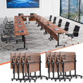Conference Table,55.1''Folding Conference Room Table for 4-12 People,Mobile Flip Top MeetingTraining Table with Different Coulor and Styles for Offices, Classrooms,Meeting Room (8, 61''D)