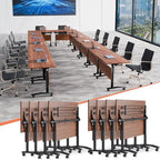 Conference Table,55.1''Folding Conference Room Table for 4-12 People,Mobile Flip Top MeetingTraining Table with Different Coulor and Styles for Offices, Classrooms,Meeting Room (8, 70.8''D)